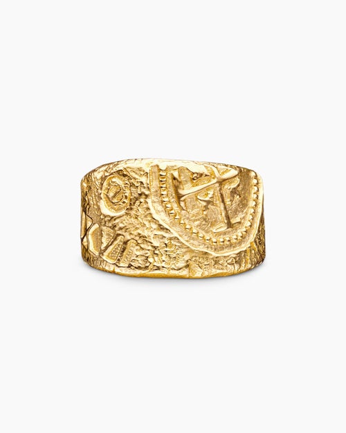 Mens Shipwreck Cigar Band Ring in 18K Yellow Gold, 15mm
