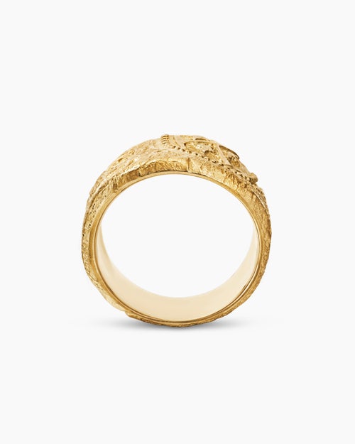 Mens Shipwreck Cigar Band Ring in 18K Yellow Gold, 15mm