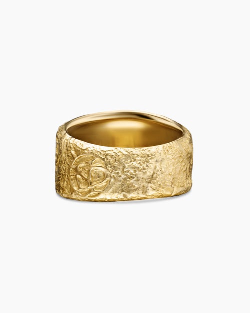 Mens Shipwreck Cigar Band Ring in 18K Yellow Gold, 15mm