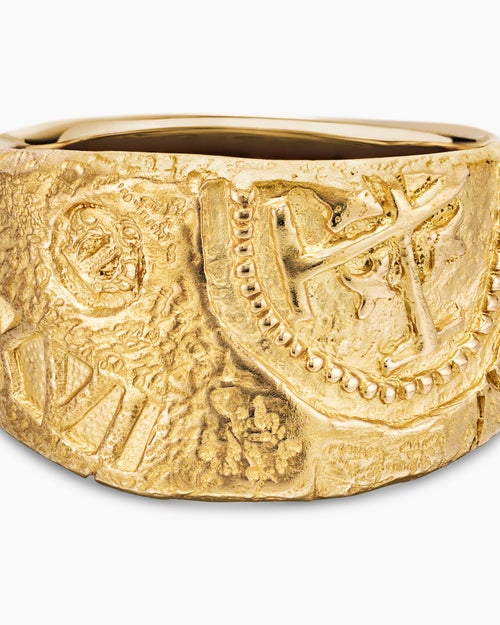 Mens Shipwreck Cigar Band Ring in 18K Yellow Gold, 15mm