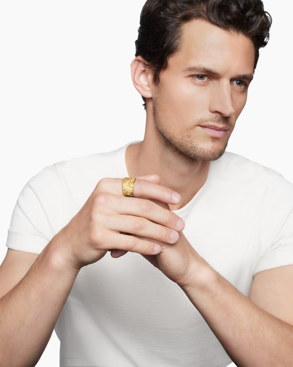 Shipwreck Cigar Band Ring in 18K Yellow Gold, 15mm