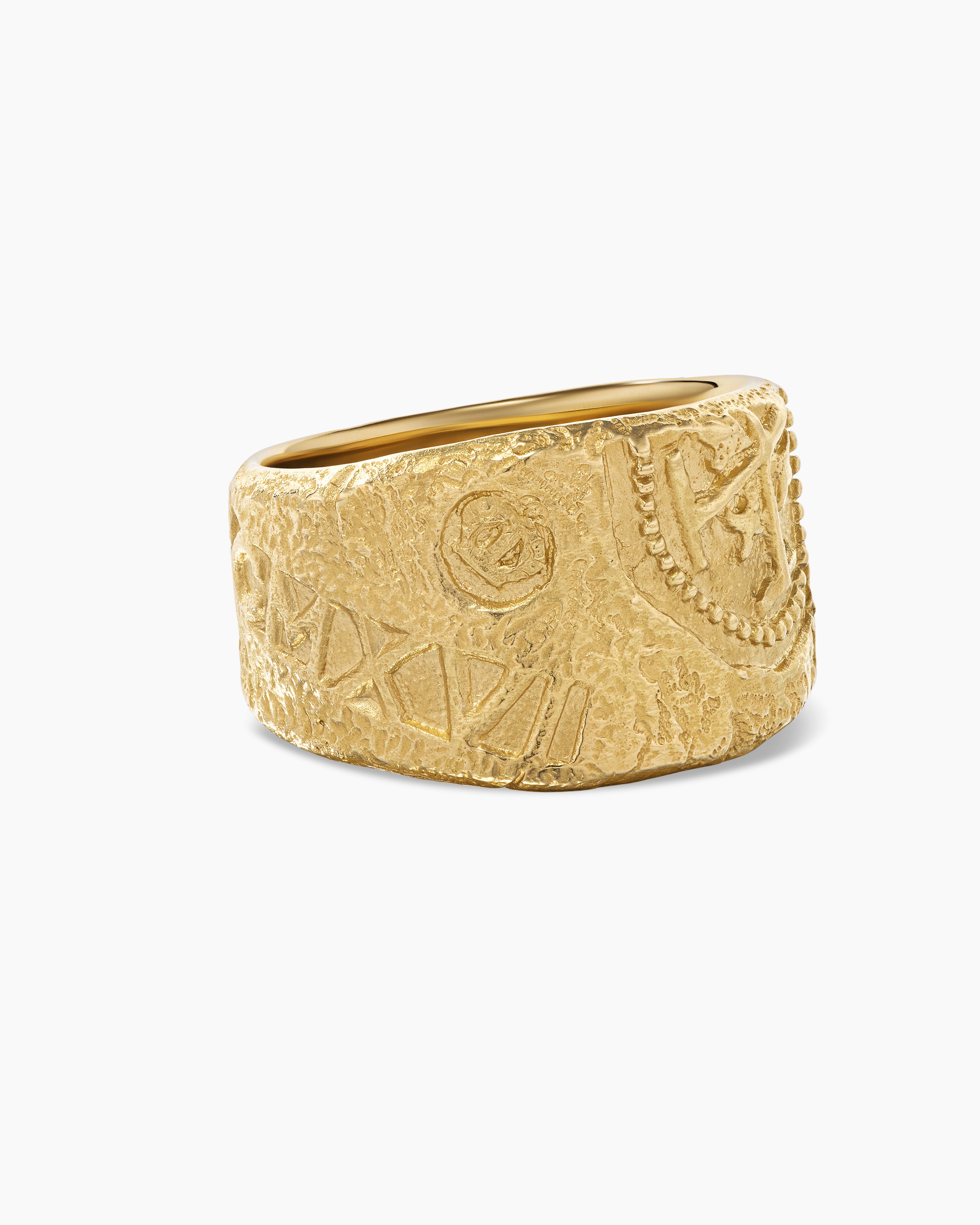 Shipwreck Cigar Band Ring in 18K Yellow Gold, 15mm