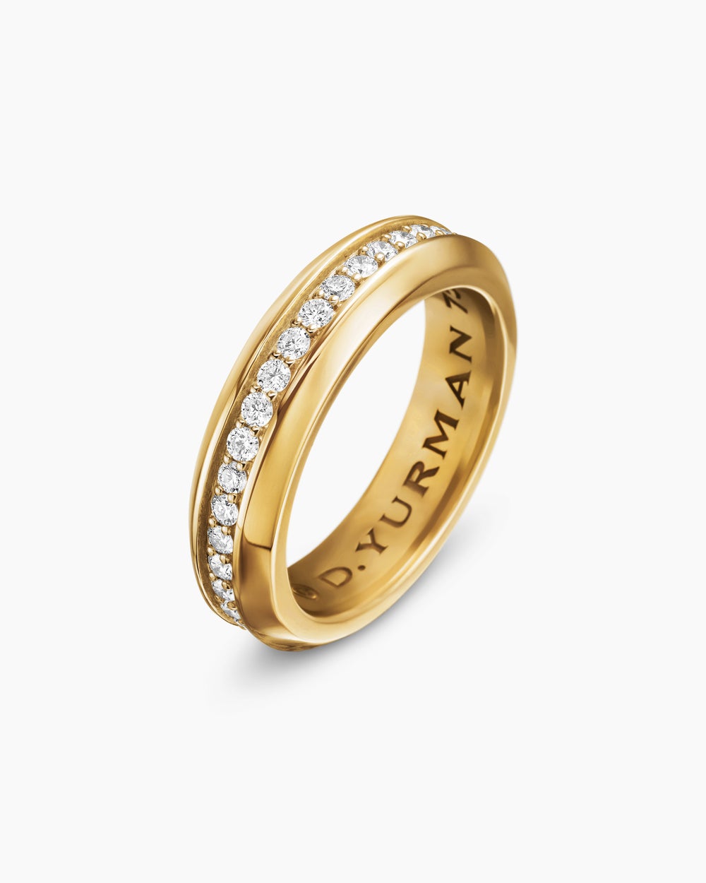 Mens Beveled Band Ring in 18K Yellow Gold, 6mm