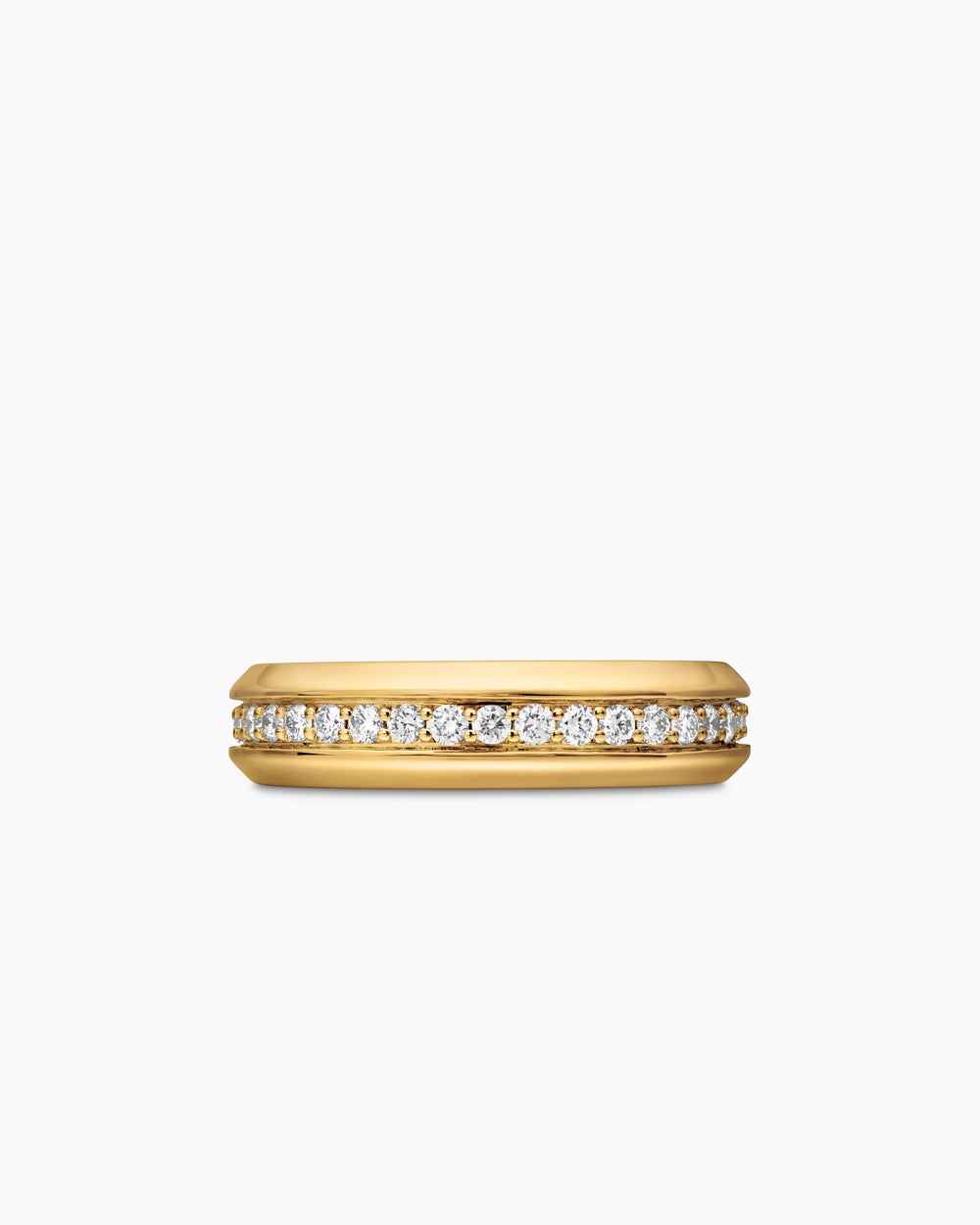 Mens Beveled Band Ring in 18K Yellow Gold, 6mm
