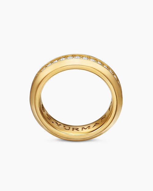 Mens Streamline® Band Ring in 18K Yellow Gold with Diamonds, 6mm