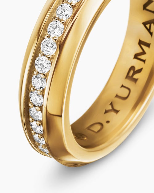 Mens Streamline® Band Ring in 18ct Yellow Gold with Diamonds, 6mm
