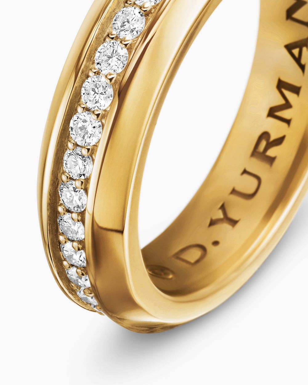 Mens Beveled Band Ring in 18K Yellow Gold, 6mm