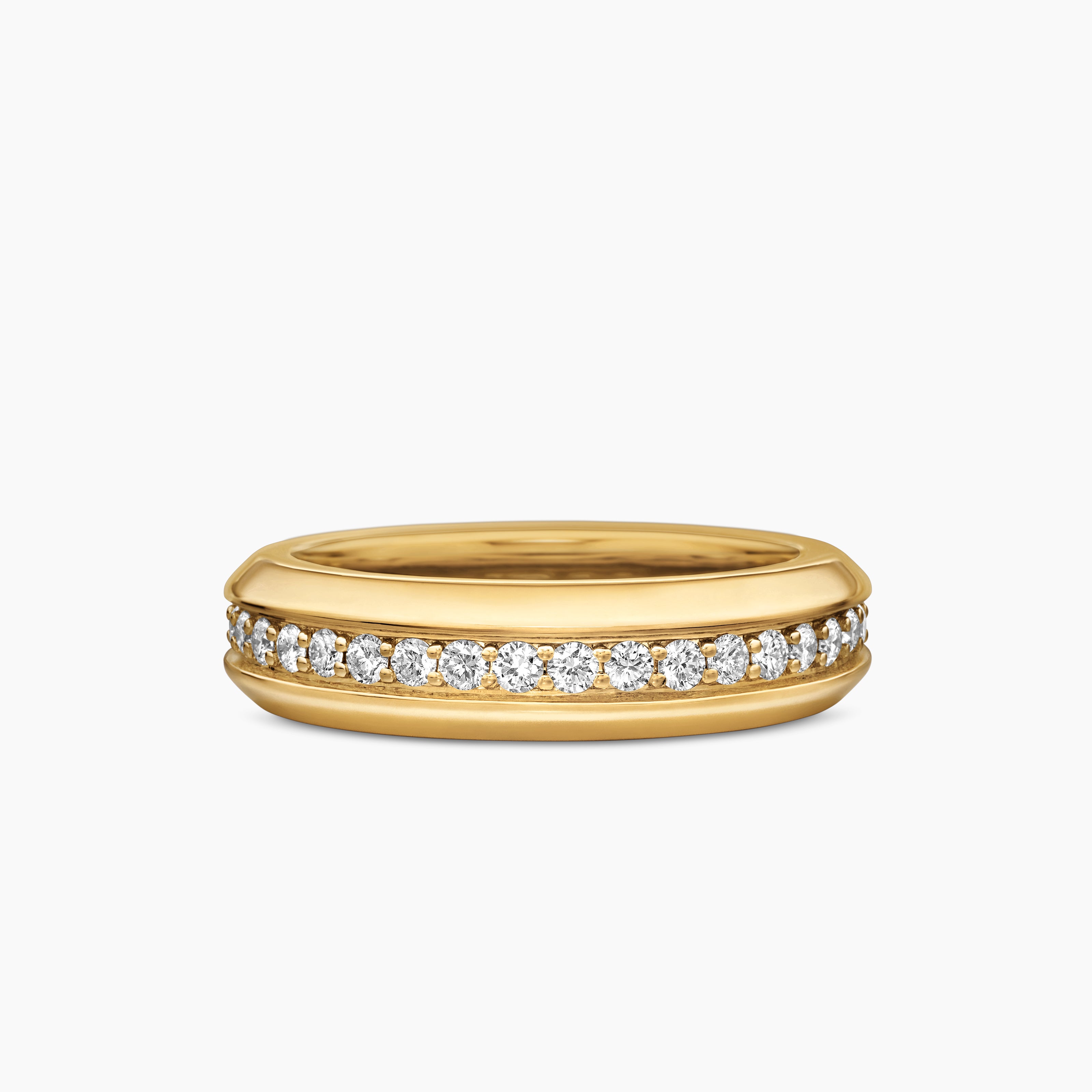 Anneau Beveled en or jaune 18 carats avec diamants, 6 mm homme 