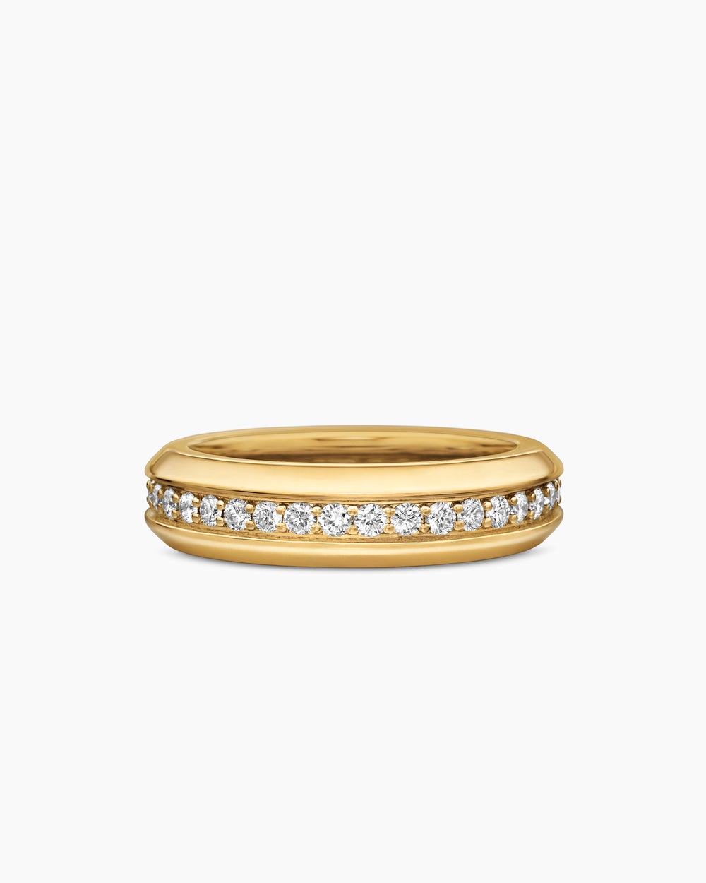 Mens Beveled Band Ring in 18K Yellow Gold, 6mm