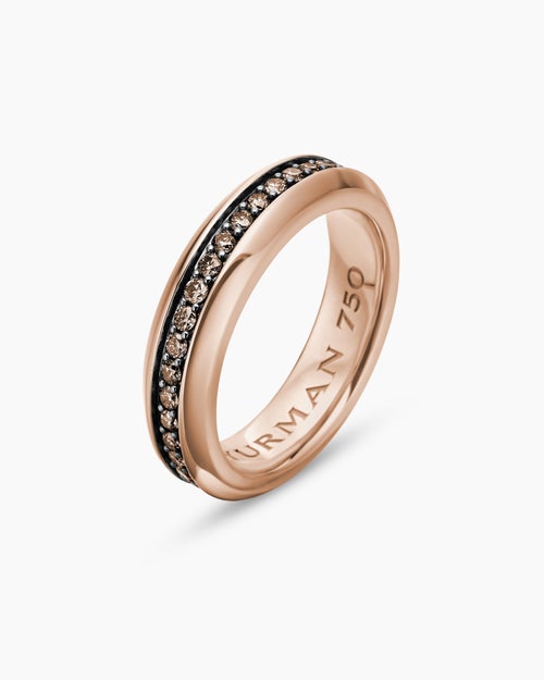 Mens Streamline® Band Ring in 18K Rose Gold with Cognac Diamonds, 6mm