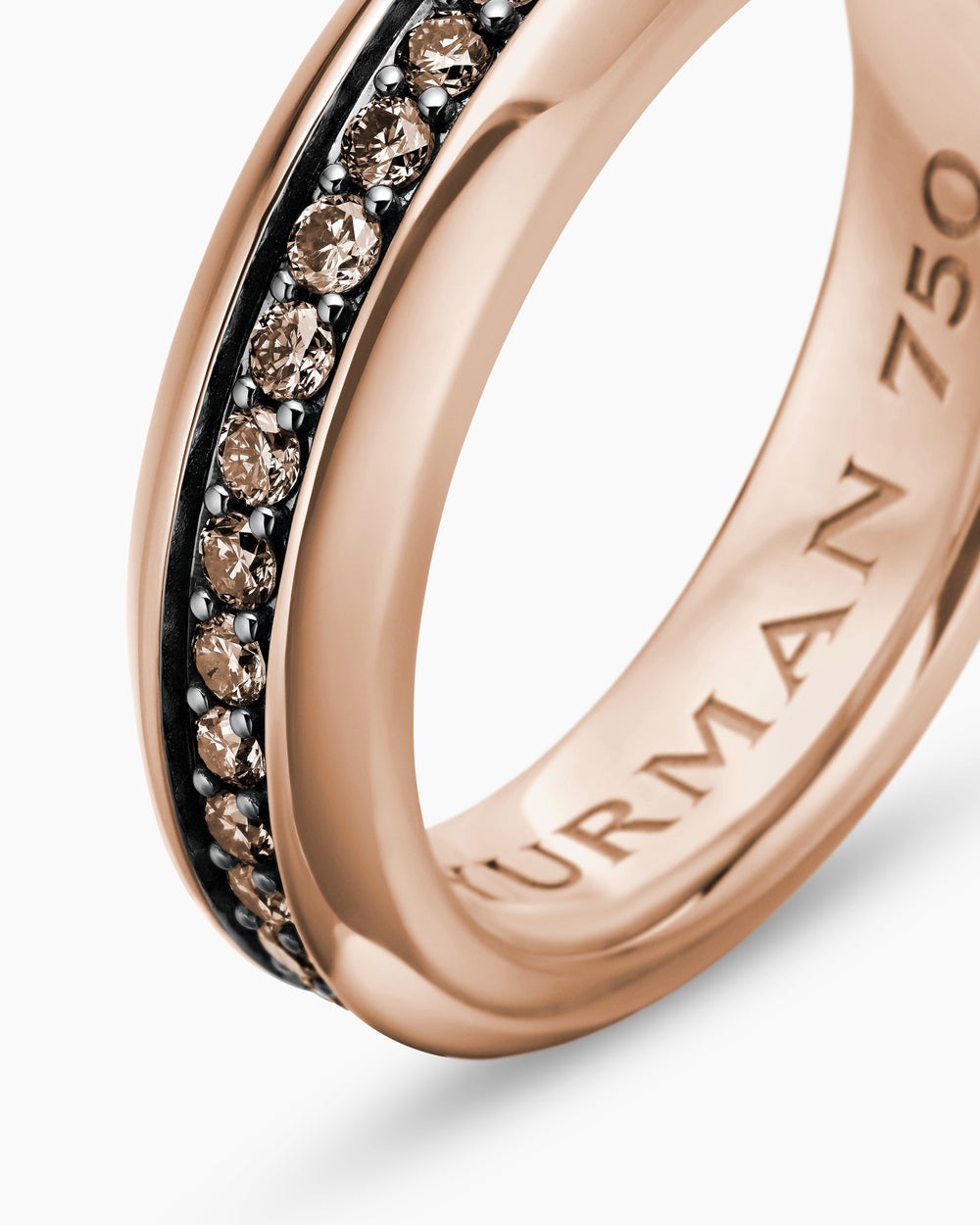 Mens Beveled Band Ring in 18K Rose Gold, 6mm
