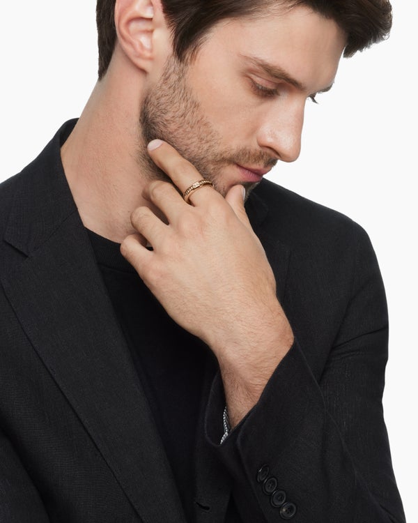 Anneau Streamline® en or rose 18 carats avec diamants cognac, 6 mm