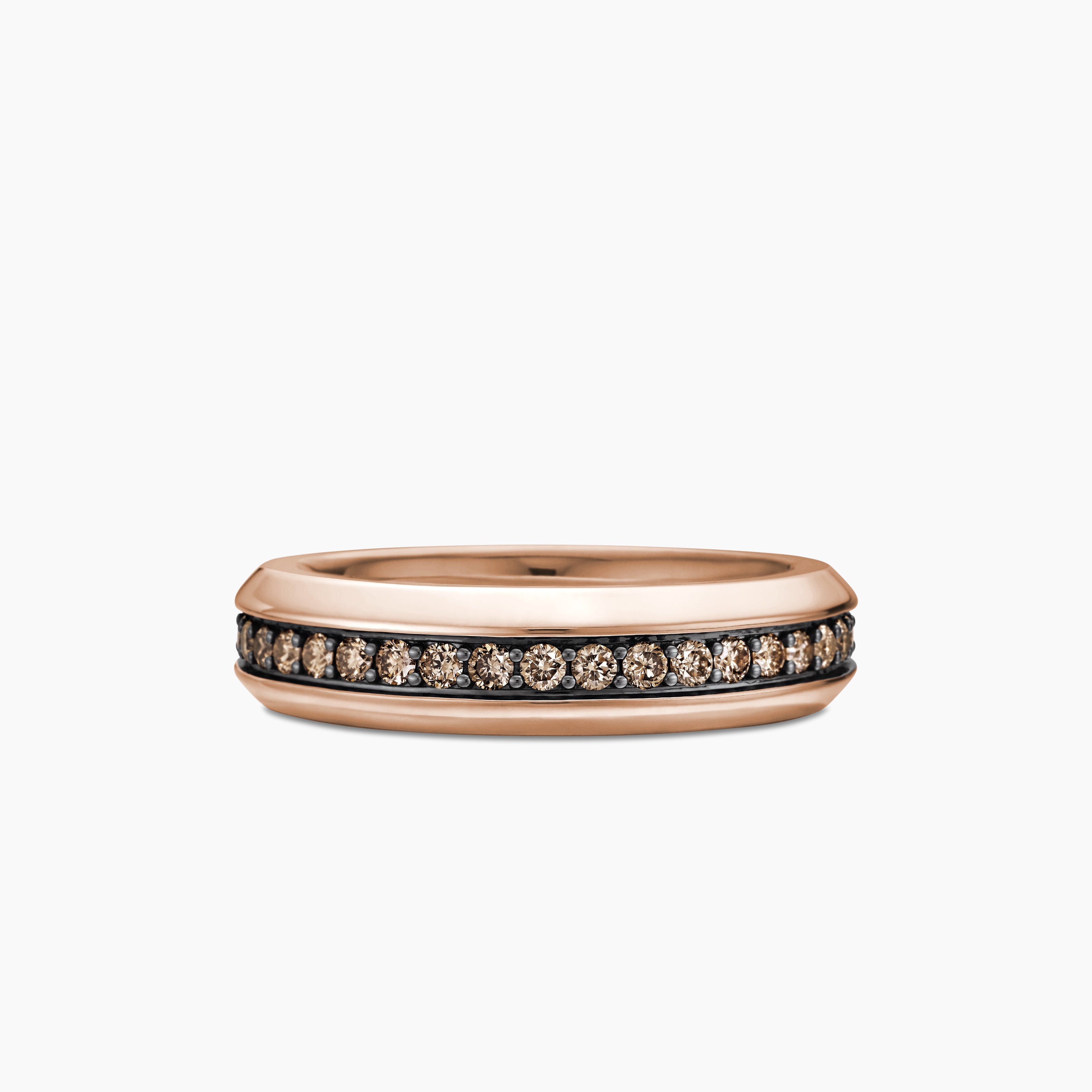Mens Beveled Band Ring in 18K Rose Gold, 6mm