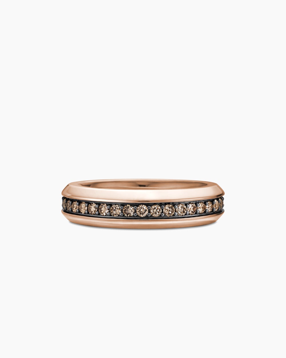 Mens Beveled Band Ring in 18K Rose Gold, 6mm