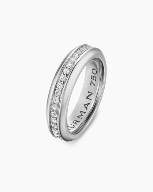 Mens Streamline Band Ring in 18K White Gold, 6mm