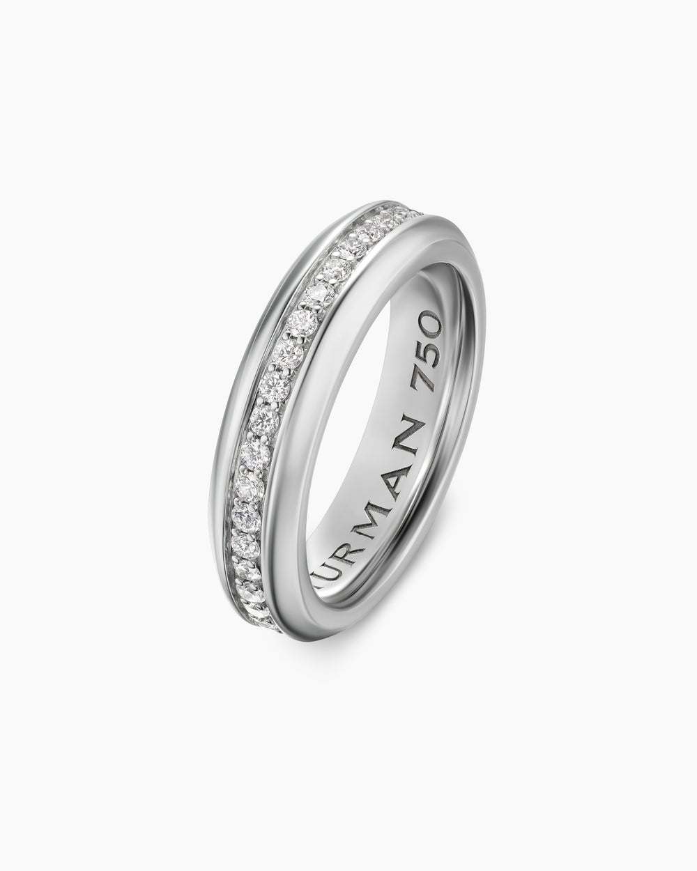Mens Beveled Band Ring in 18K White Gold, 6mm
