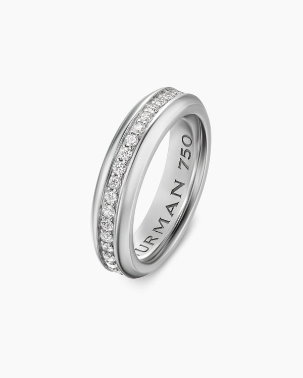 Streamline® Band Ring in 18K White Gold with Diamonds, 6mm