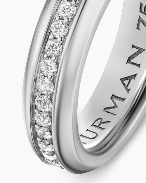 Mens Streamline Band Ring in 18K White Gold, 6mm