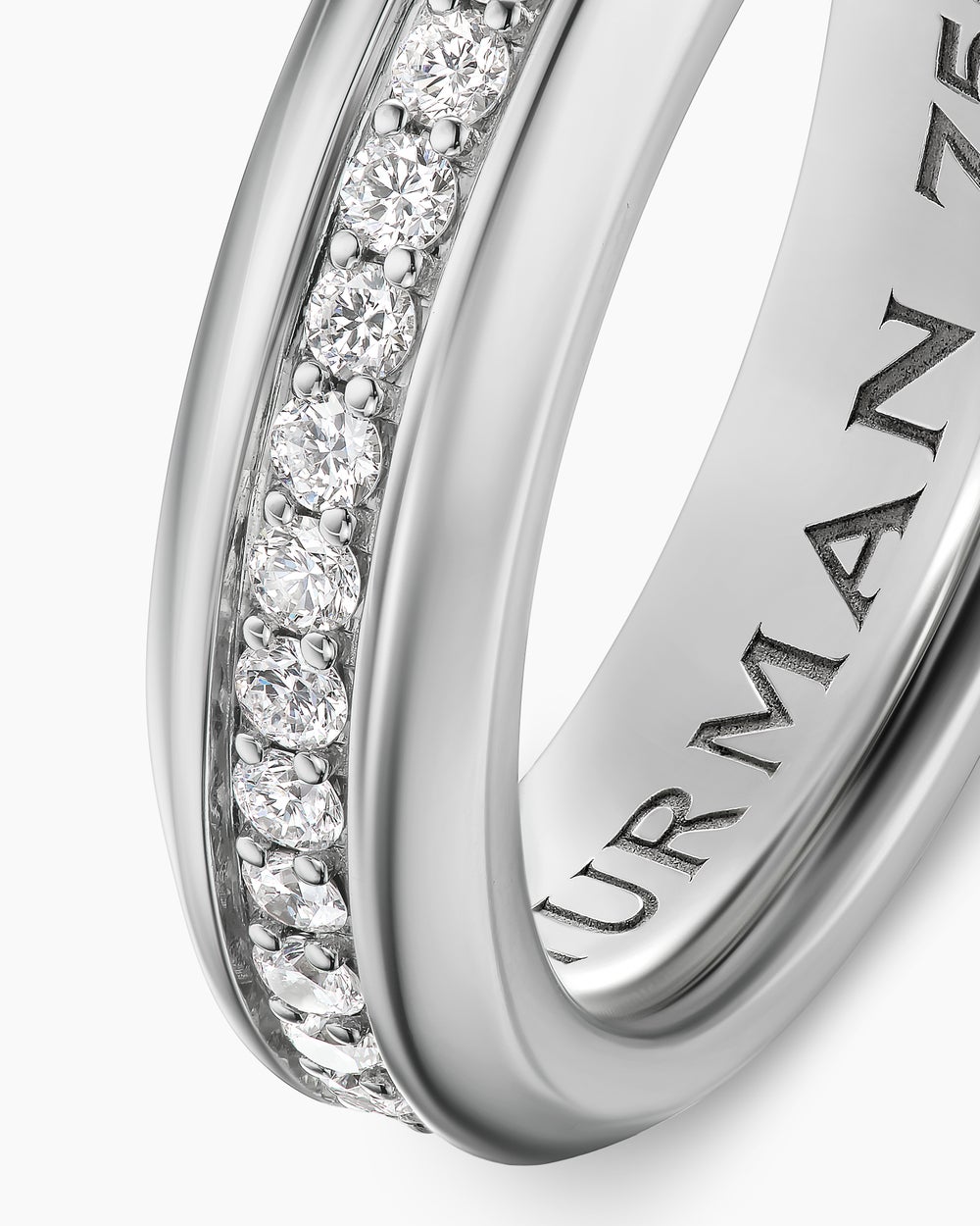 Mens Beveled Band Ring in 18K White Gold, 6mm