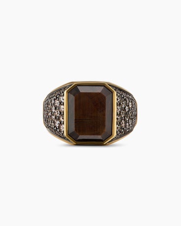 Deco Heirloom Signet Ring in 18K Yellow Gold, 17mm
