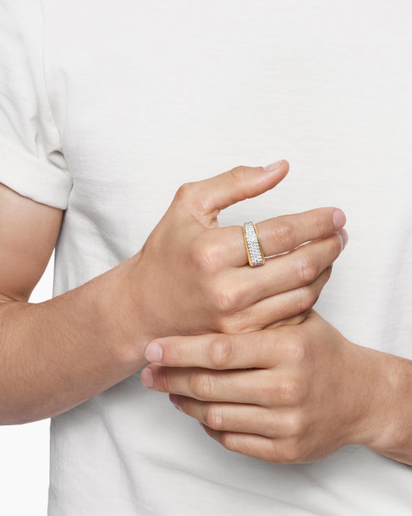 Bague chevalière Deco en or jaune 18 carats, 10 mm