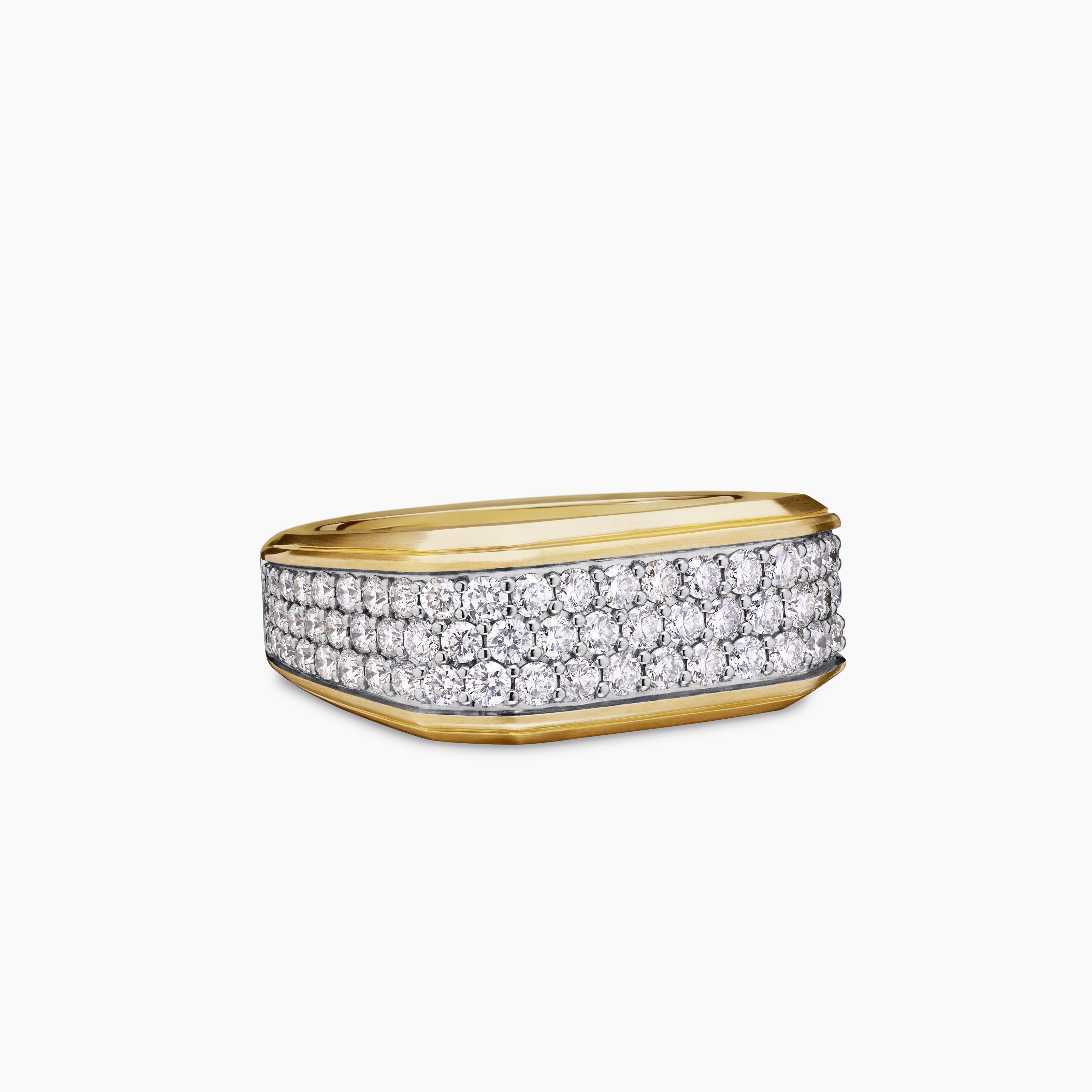 Mens Streamline Signet Ring in 18K Yellow Gold, 10mm