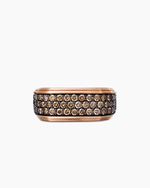 Mens Streamline Signet Ring in 18K Rose Gold, 10mm