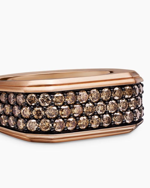 Mens Streamline Signet Ring in 18K Rose Gold, 10mm
