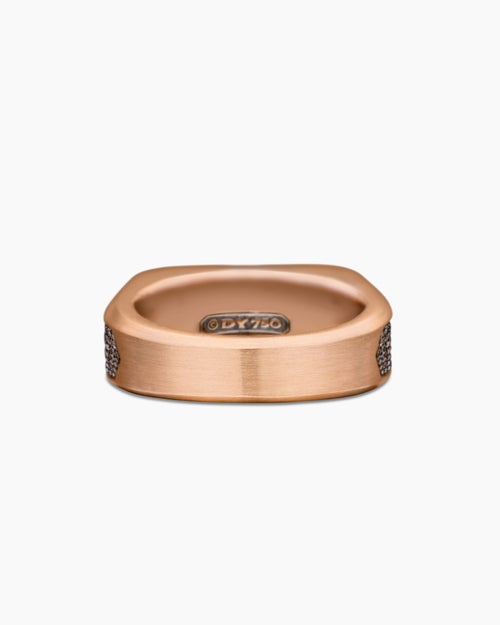 Mens Streamline® Signet Ring in 18K Rose Gold with Cognac Diamonds, 10mm