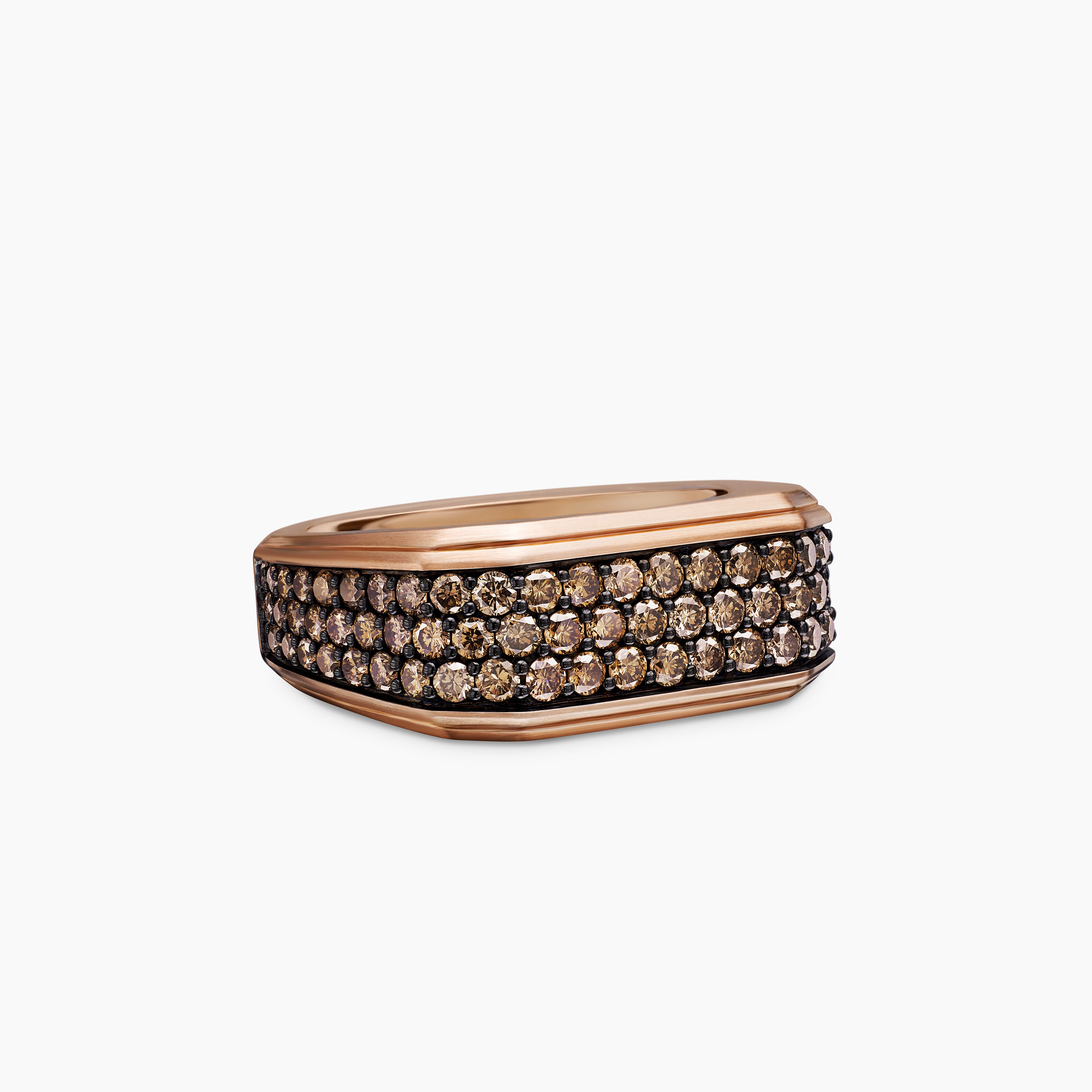 Mens Streamline Signet Ring in 18K Rose Gold, 10mm