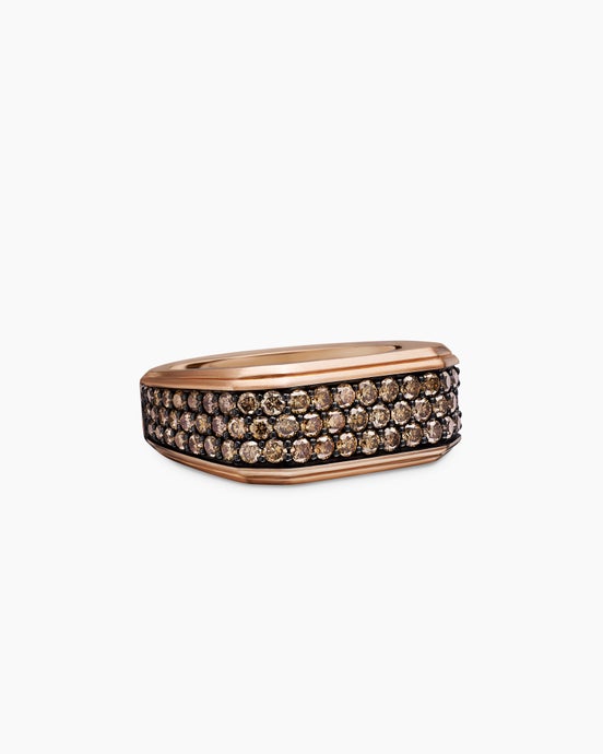 Streamline® Signet Ring in 18K Rose Gold with Cognac Diamonds, 10mm