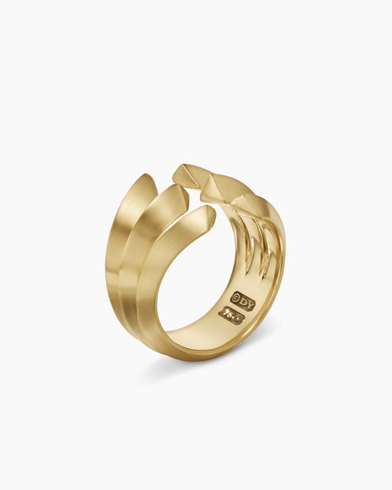Roman Three Row Ring in 18K Yellow Gold, 17mm