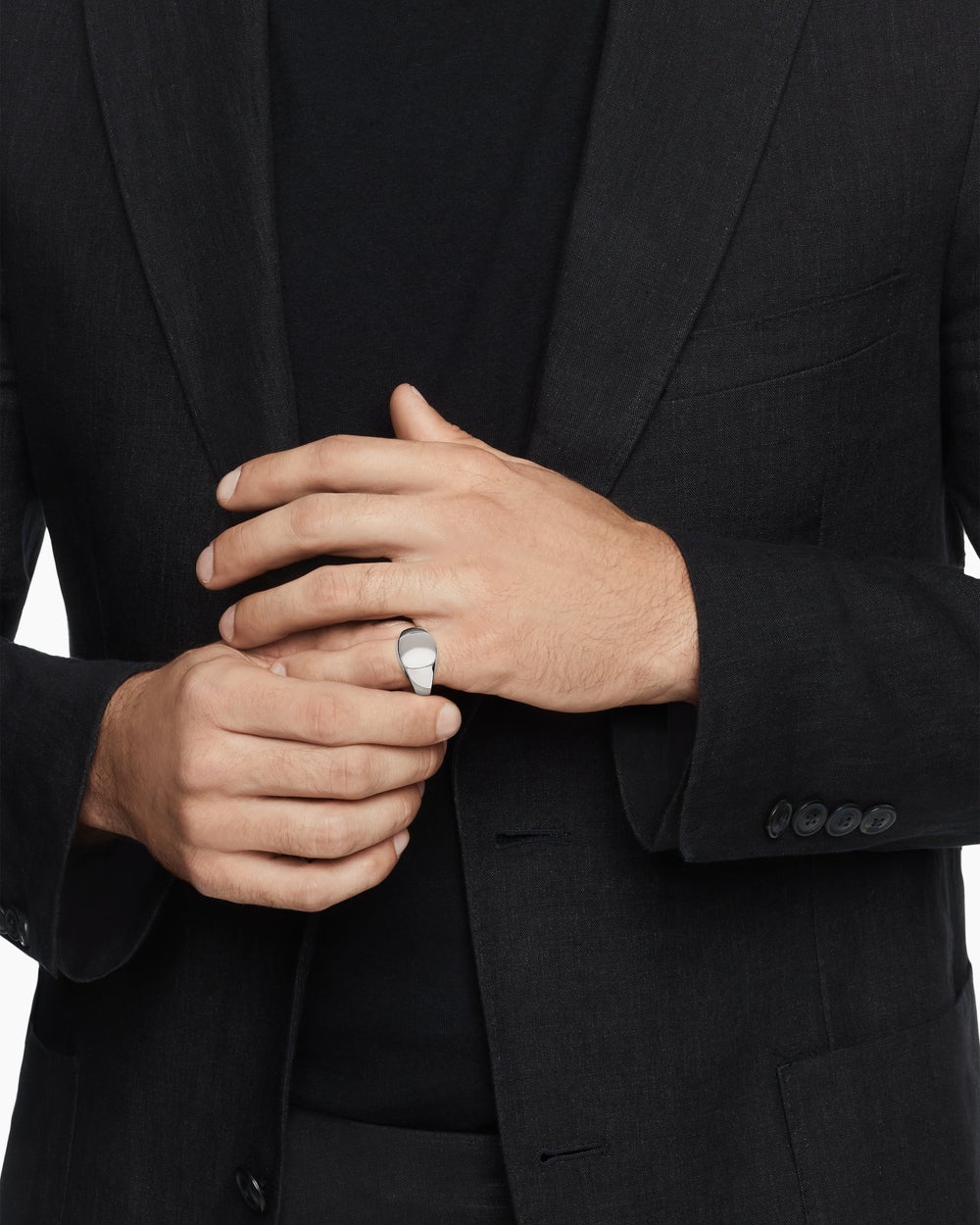 Mens Streamline Pinky Ring in Sterling Silver, 14mm