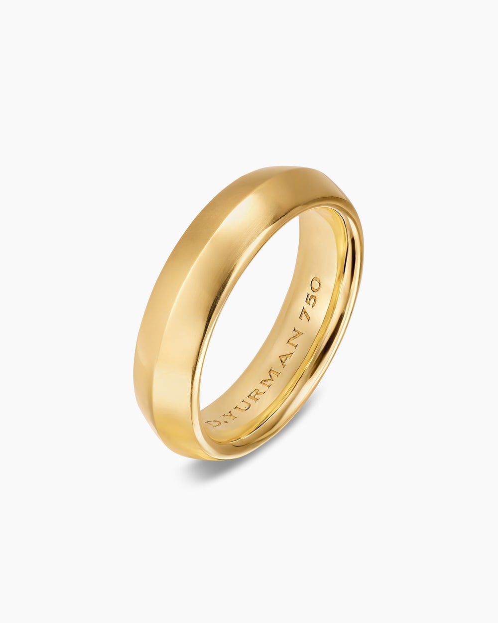 Mens Knife Edge Band Ring in 18K Yellow Gold, 6mm