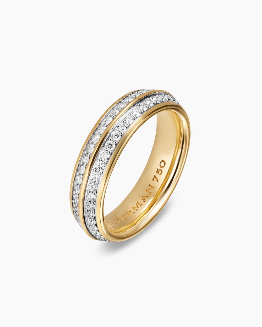 Mens Knife Edge Band Ring in 18K Yellow Gold, 6mm