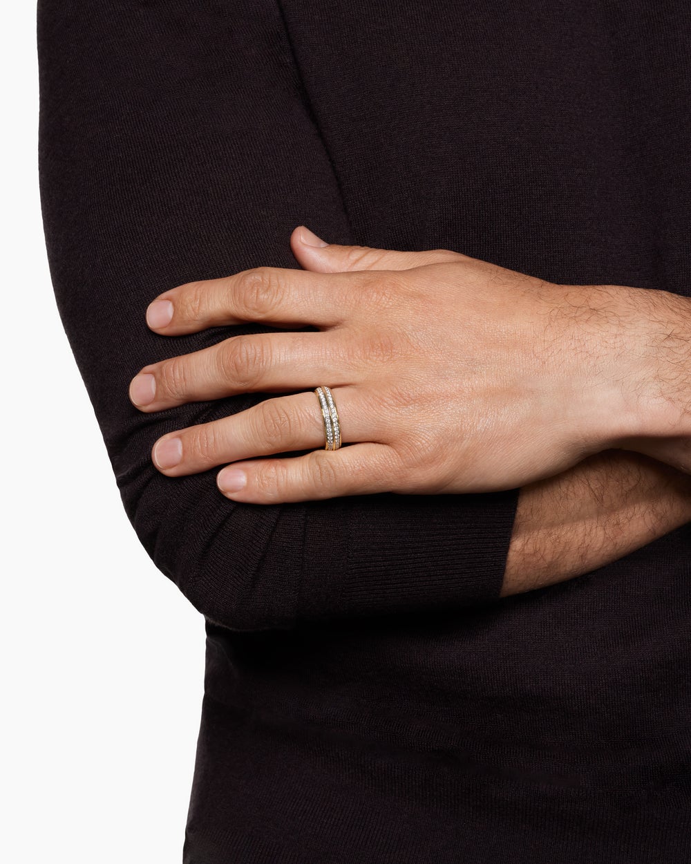 Mens Knife Edge Band Ring in 18K Yellow Gold, 6mm