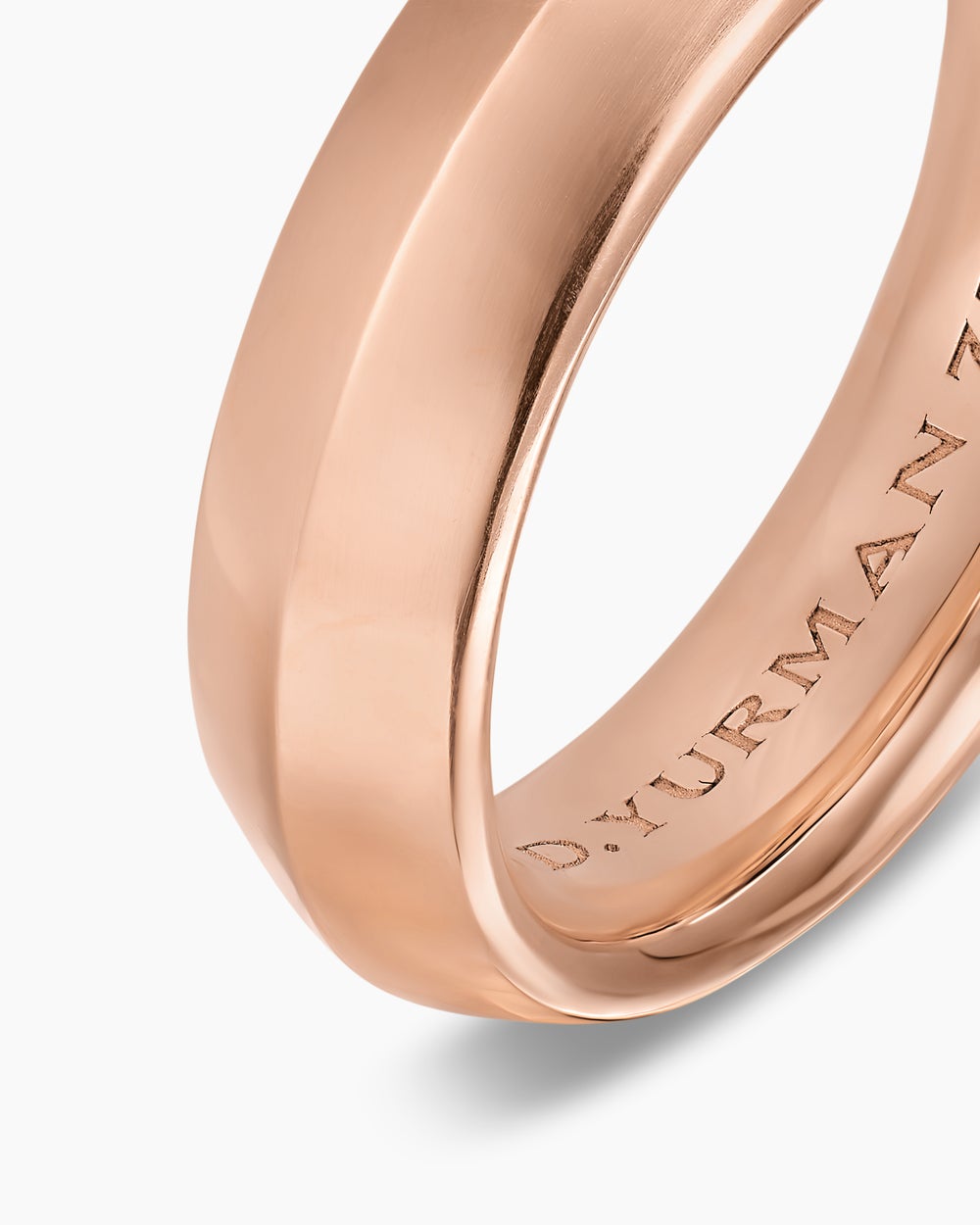 Mens Knife Edge Band Ring in 18K Rose Gold, 6mm