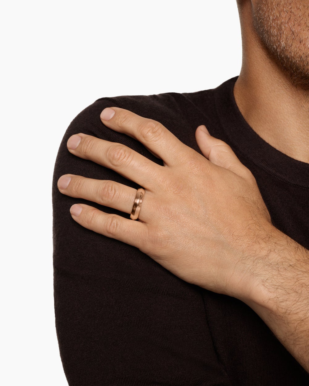 Mens Knife Edge Band Ring in 18K Rose Gold, 6mm