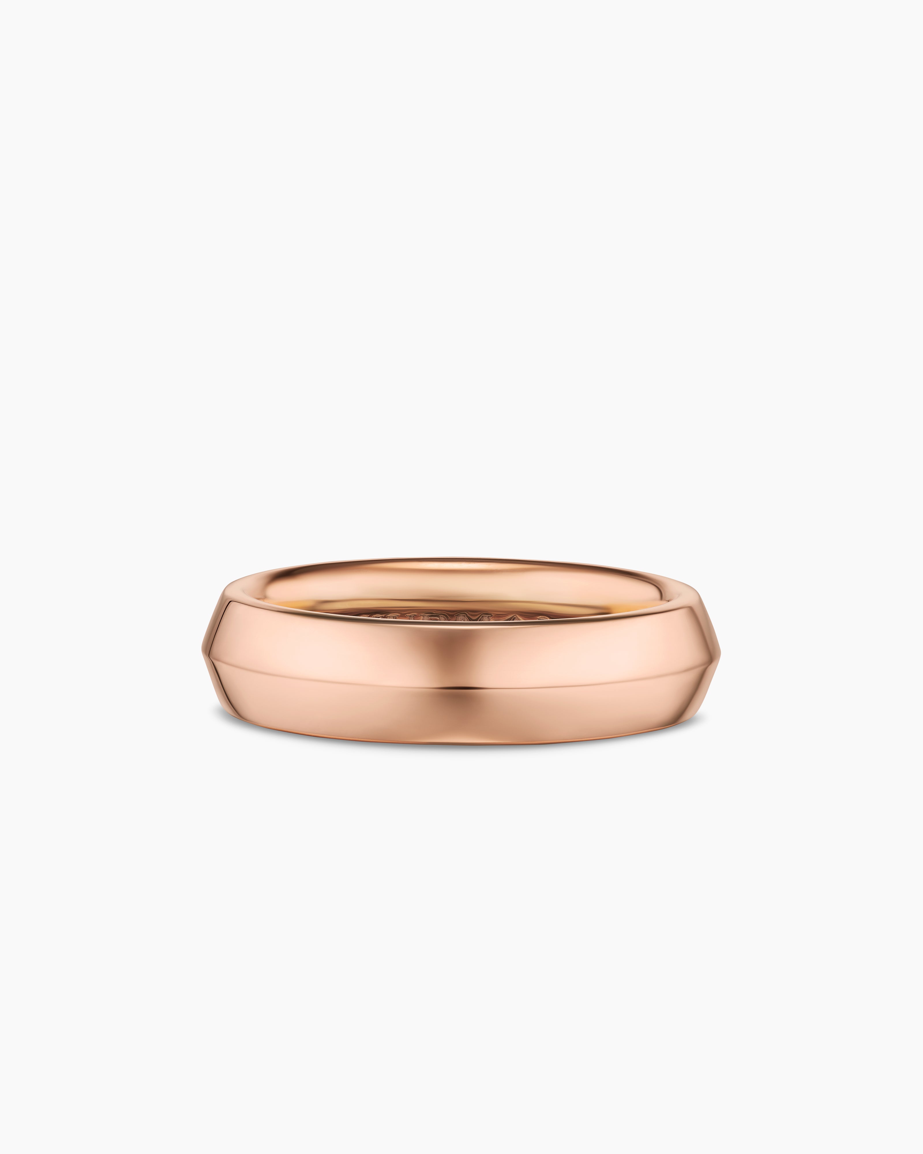Mens Knife Edge Band Ring in 18K Rose Gold, 6mm