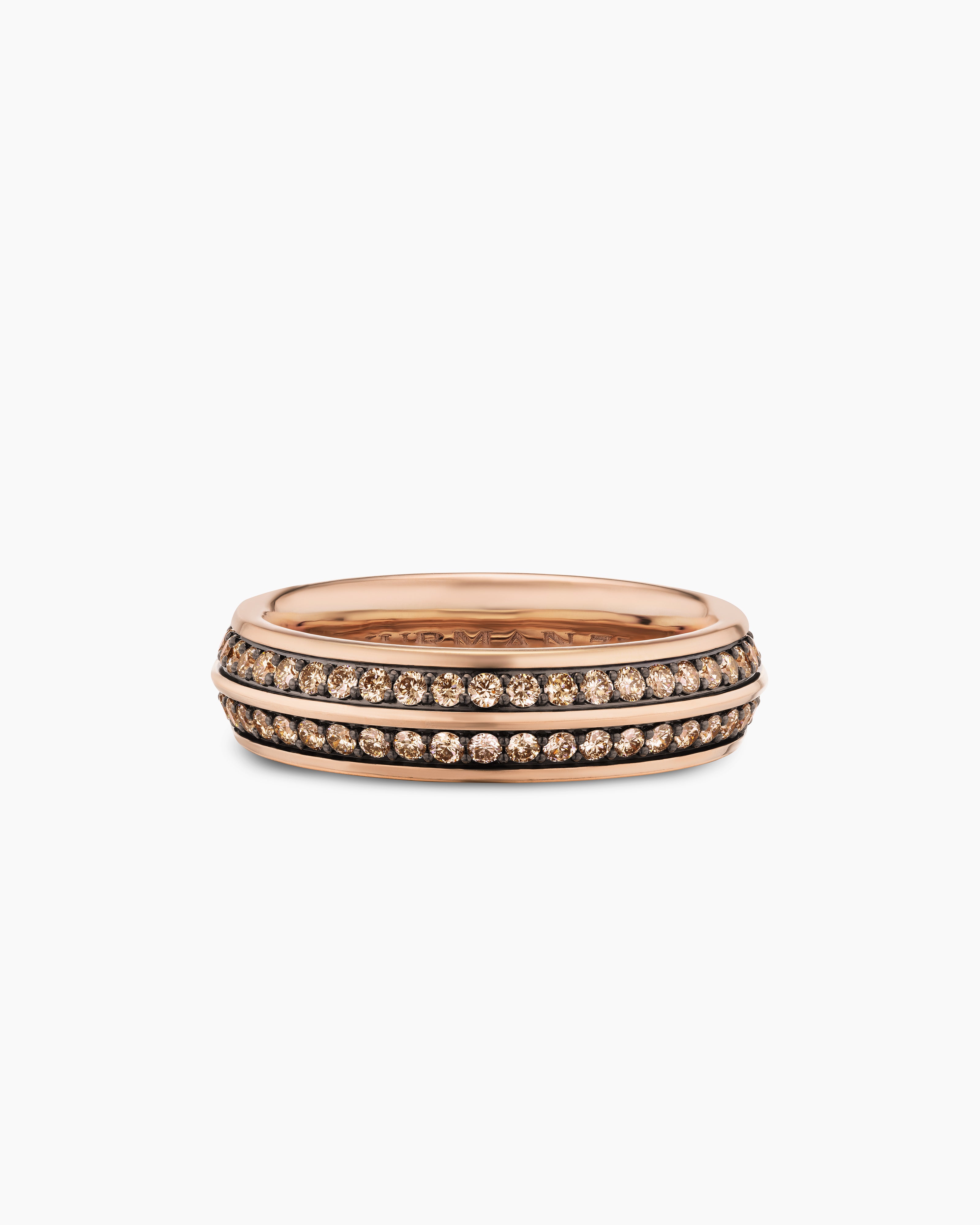 Mens Knife Edge Band Ring in 18K Rose Gold, 6mm