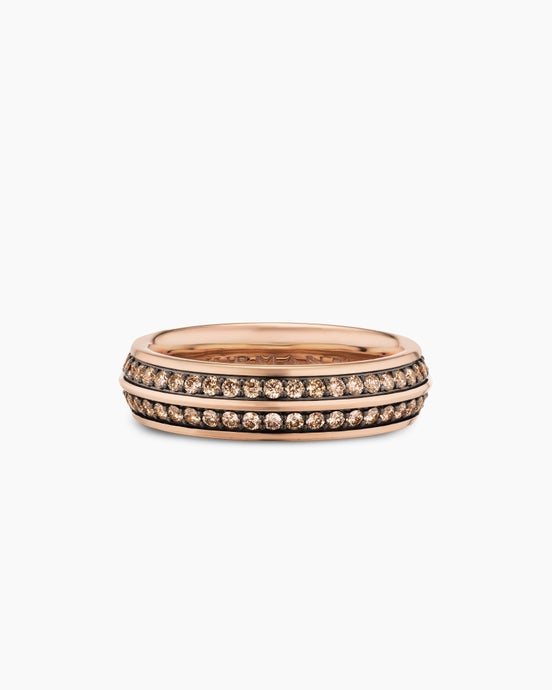 Knife Edge Band Ring in 18K Rose Gold with Cognac Diamonds, 6mm