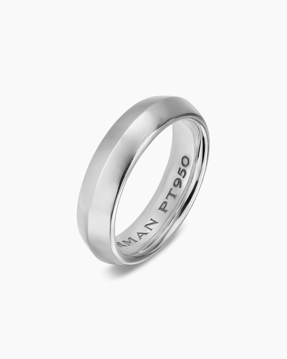 Mens Knife Edge Band Ring in Platinum, 6mm