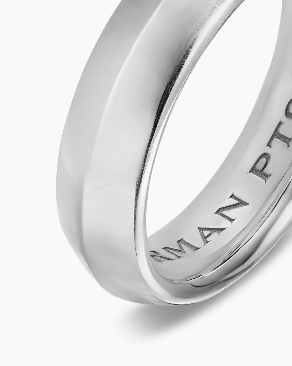 Mens Knife Edge Band Ring in Platinum, 6mm