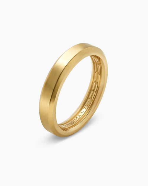 Mens Beveled Band Ring in 18K Yellow Gold, 4mm