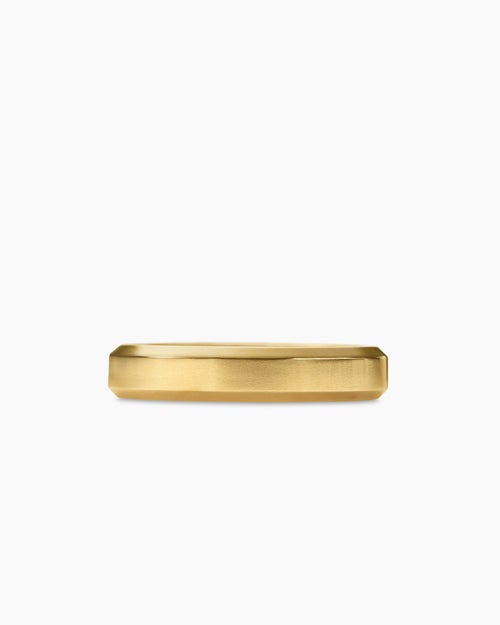 Mens Beveled Band Ring in 18K Yellow Gold, 4mm