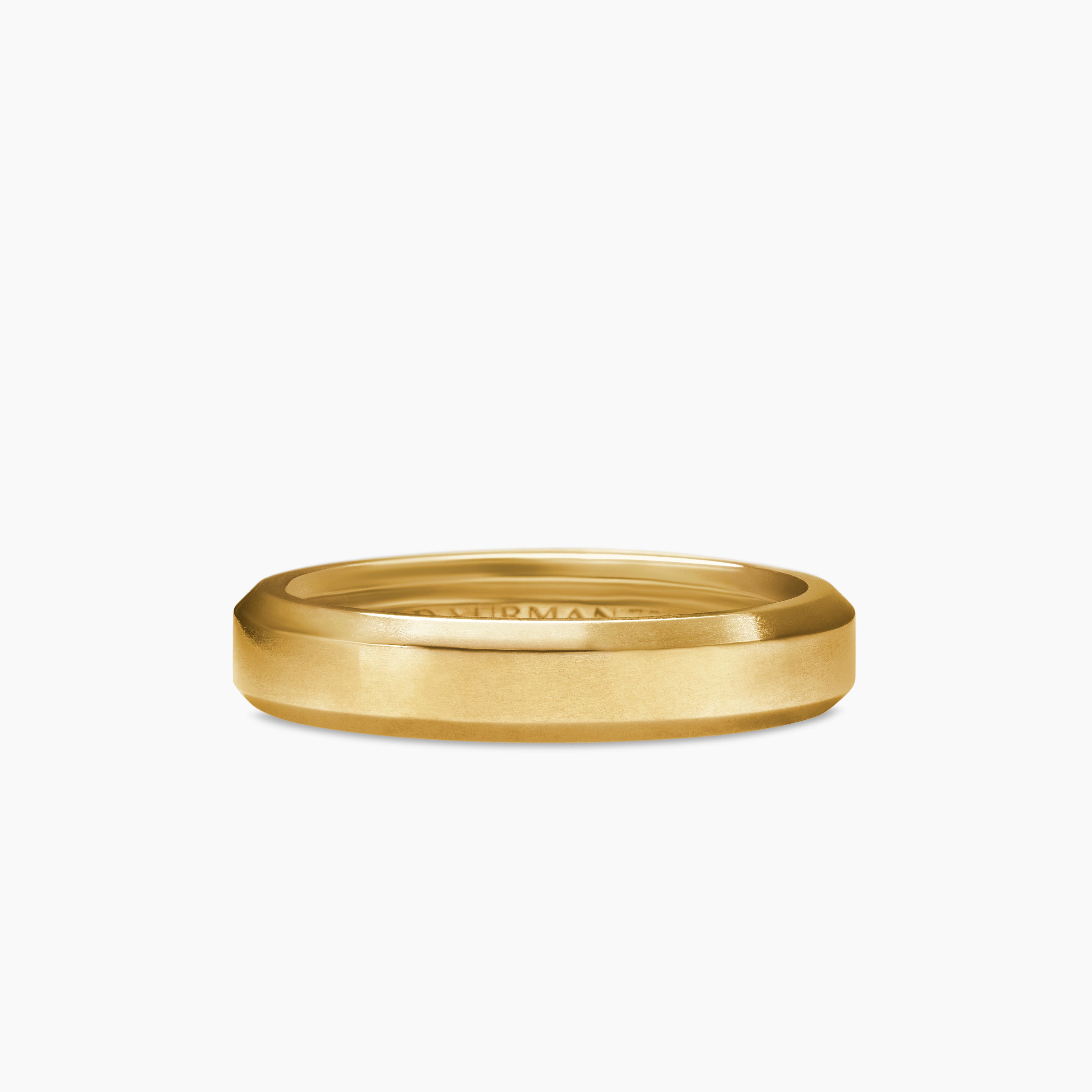 Mens Beveled Band Ring in 18K Yellow Gold, 4mm