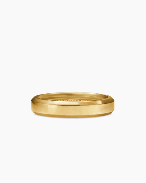 Mens Beveled Band Ring in 18K Yellow Gold, 4mm
