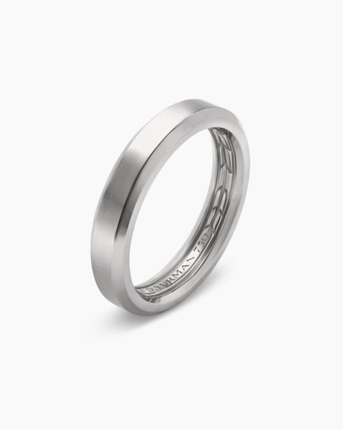 Mens Beveled Band Ring in 18K White Gold, 4mm