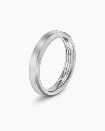 Beveled Band Ring in 18K White Gold, 4mm
