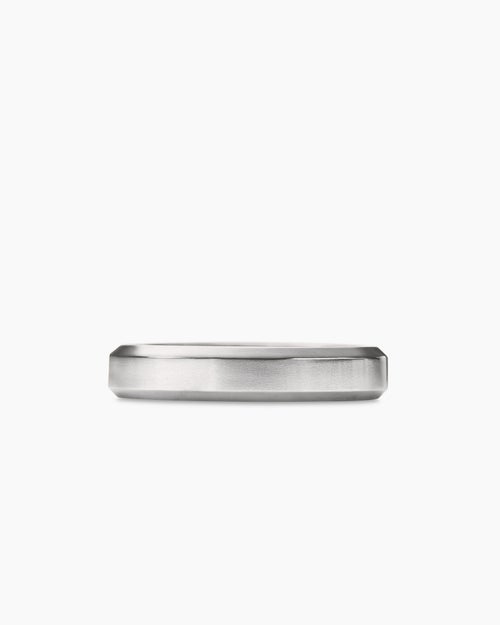 Mens Beveled Band Ring in 18K White Gold, 4mm